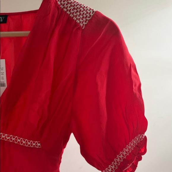 J CREW RED SMOCKED MIDI DRESS- 00P NWT - Picture 5 of 8